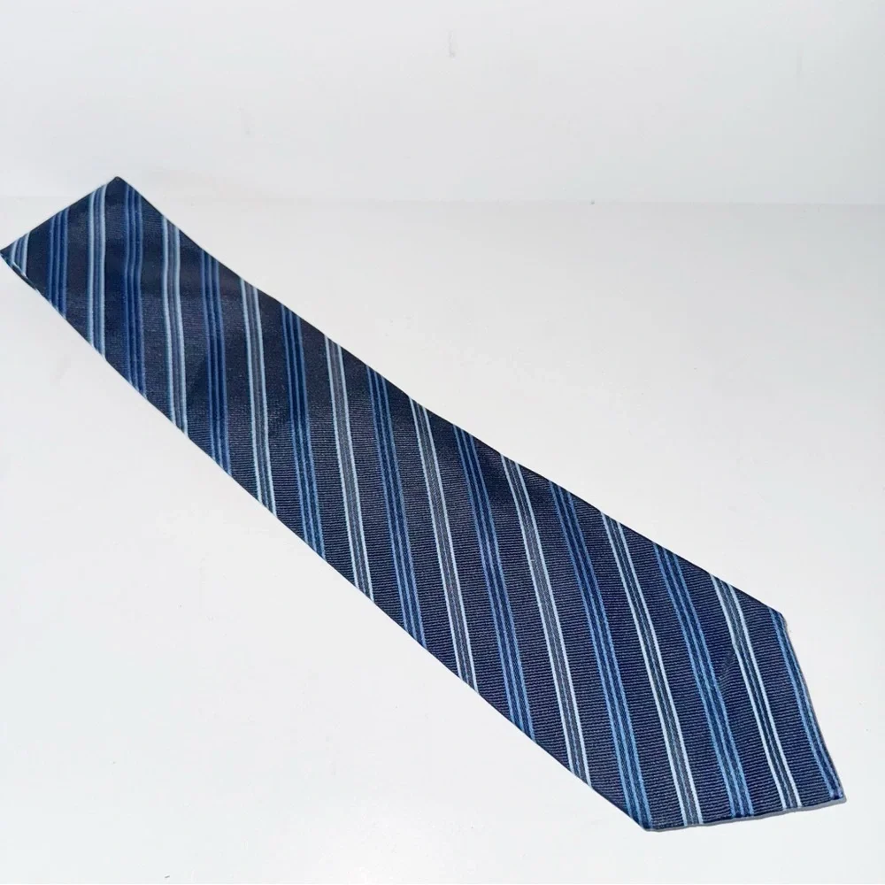 John Varvatos Navy Stripe Silk Tie